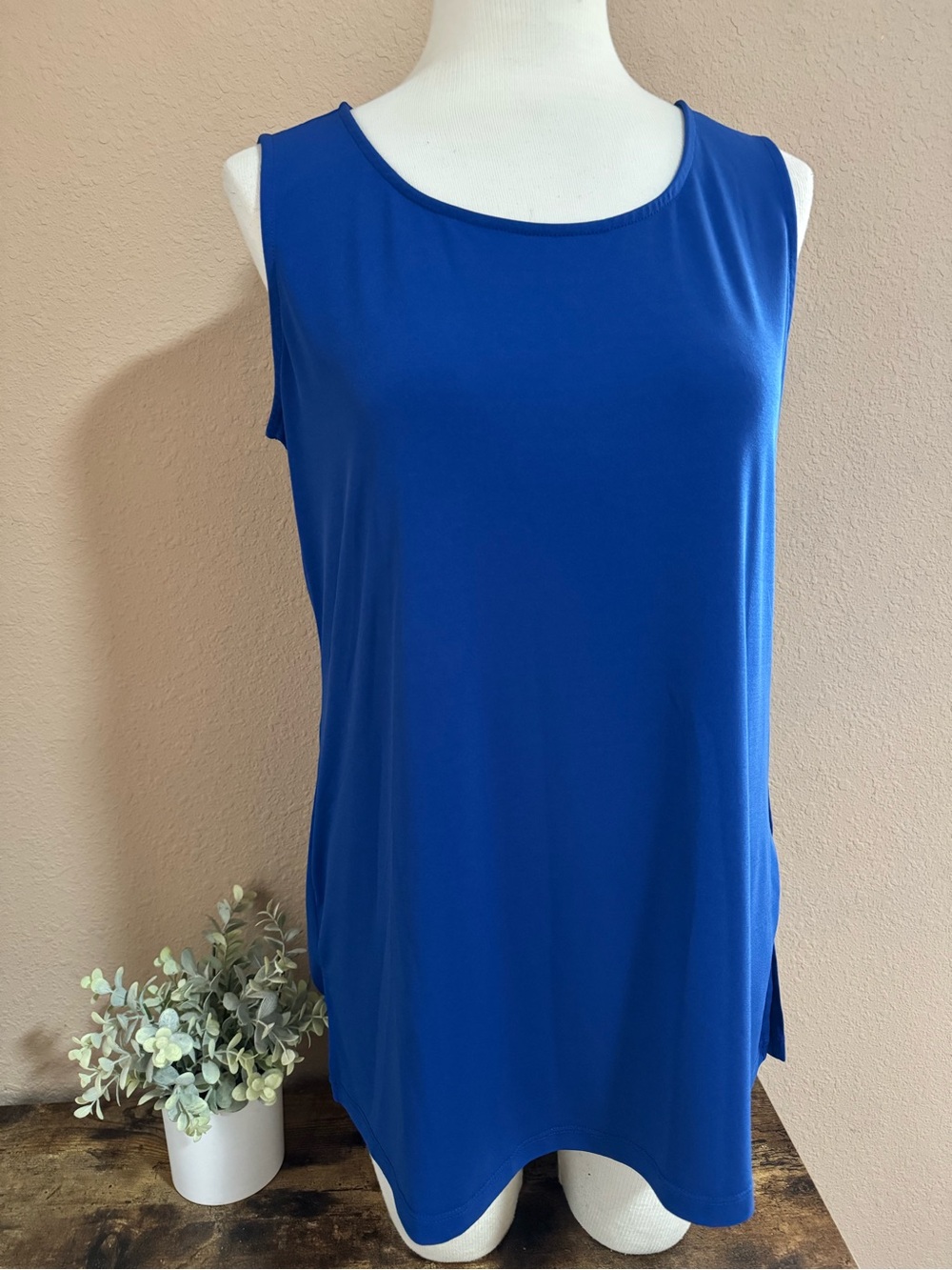 Susan Graver Royal Blue Sleeveless Scoop Neck Tank